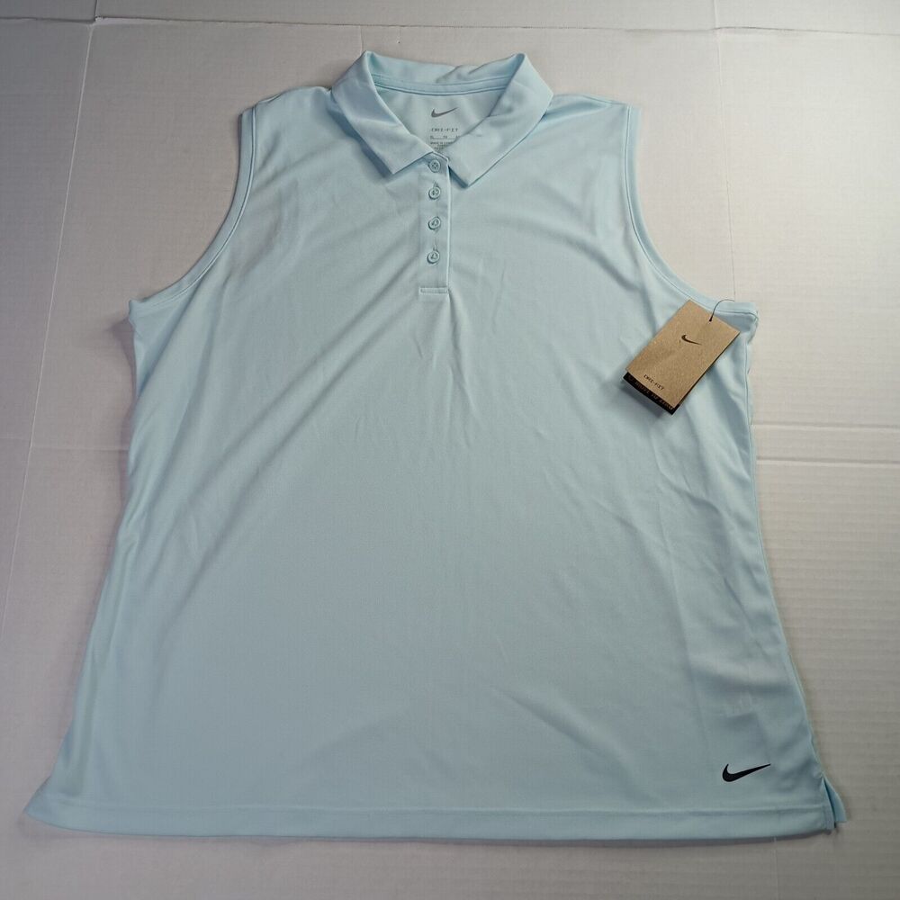 Nike Golf Polo‎ Shirt Women's XL Dri-Fit Victory Sleeveless Blue Activewear